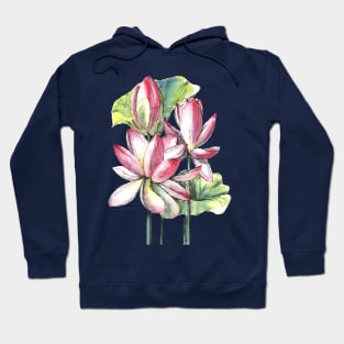 Lotus Flowers Watercolor Painting Hoodie